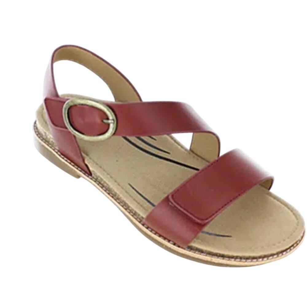 AETREX TAMARA RED LEATHER ASYMMETRICAL SANDALS Size 9